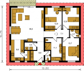 Plan de sol du rez-de-chaussée - BUNGALOW 195